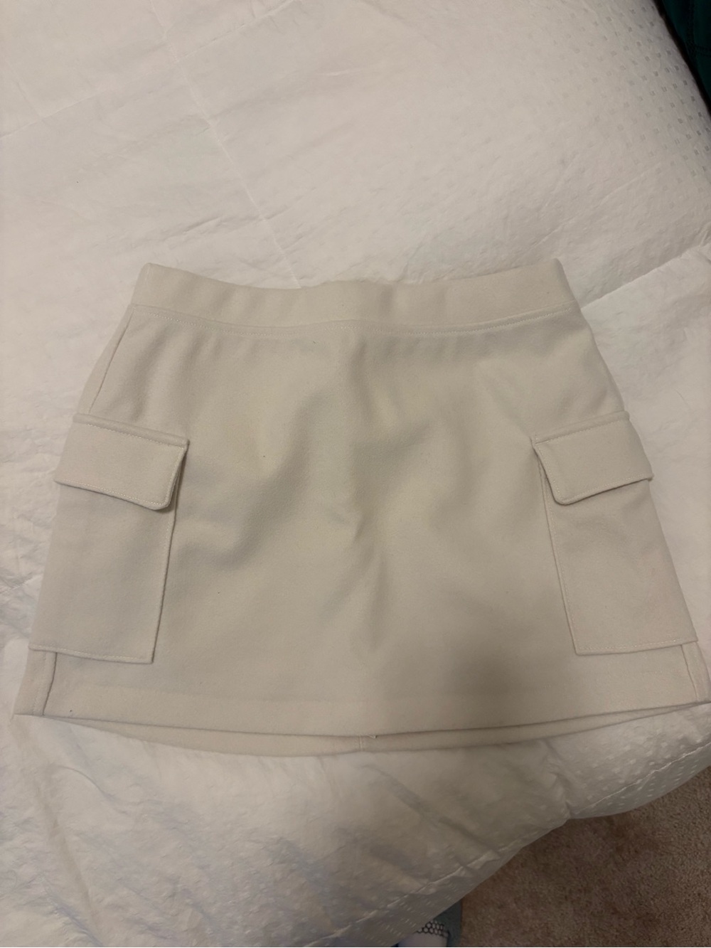 Abercrombie & Fitch Cargo Fleece Cream Mini Skirt in White